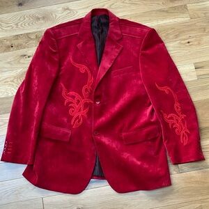 Inserch Red Embroidered Men's Blazer XL